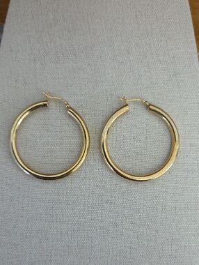 Sterling Silver Gold Electroplated Hoop Earrings